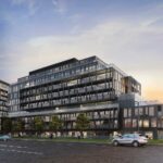 Exterior view from the street of Valera at dusk