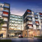 Exterior of LINK Condos and Towns entrance and laneway.