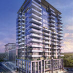 Exterior view of The Berkeley Condominiums at dusk